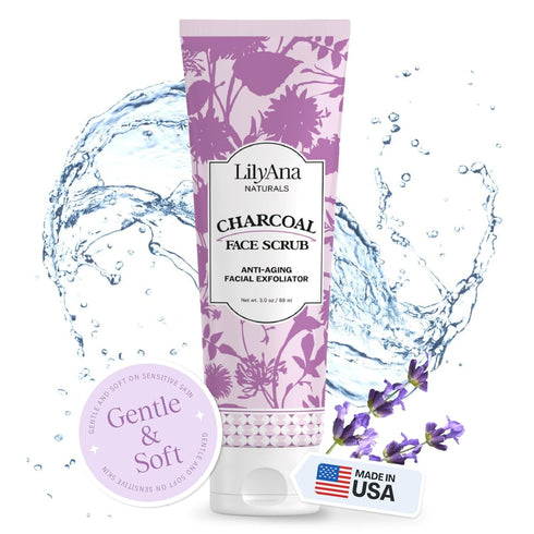LilyAna Naturals Charcoal Face Scrub, Microdermabrasion Exfoliator for Women and Men - 3oz