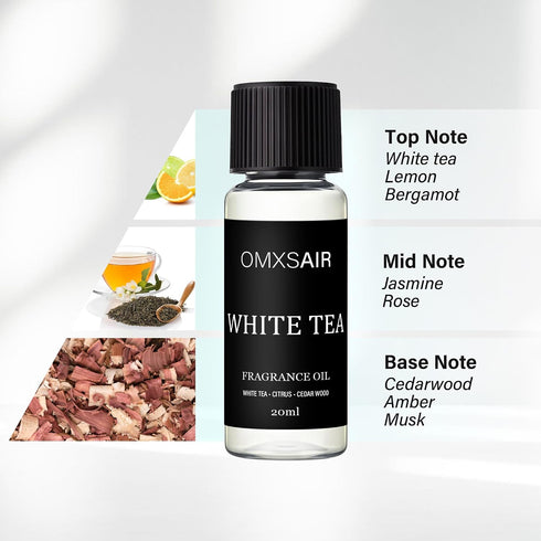 omxsair Oil(20ml/0.7FL oz) Luxury Hotel Scent White tea Oil Diffuser Refill Kit | Long Lasting Essential Oil for Large