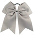 Kenz Laurenz 7" Jumbo Cheer Bow, Silver-Gray, Big Hair Bows with Ponytail Holder, Large Classic Accessories for Teens,