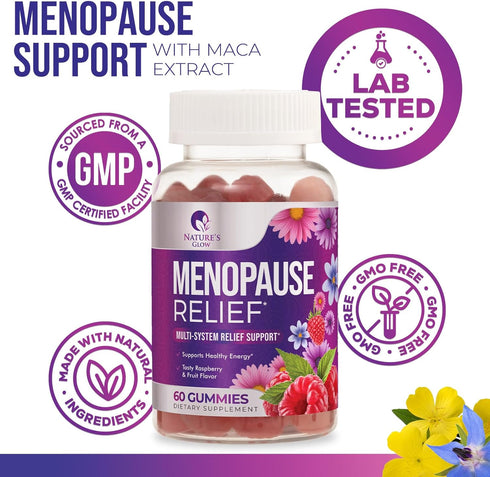 Gummy 60 Gummies Menopause Supplement for Women - Complete Multi-Benefit Menopause Relief for Mild Hot Flashes & Night