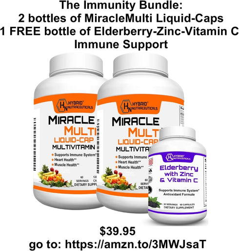 Hybrid Nutraceuticals MiracleMulti Liquid Multivitamin Capsules for Men & Women, Daily Vitamin & Mineral Supplement,