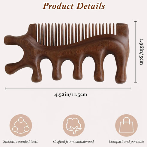 Zoolinn Natural Sandalwood Massage Comb Multi-Area Massage for Hair, Head, Face, Neck, and Body, Meridians Tool