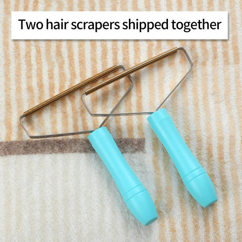 2PC Pet Hair Remover for Couch, Manual Dog Hair Cleaner Pro, Lint Shaver for Furniture, Carpet Rake Scraper - Blue