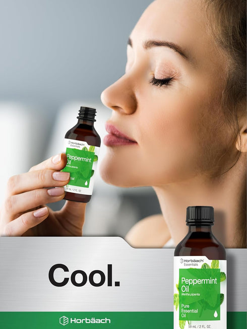 Horbaeach Peppermint Oil, 2 fl oz, Pure Essential Spray for Massage, Bath & Diffusers