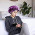 Satin Bonnet for Women, Large Adjustable Night Cap for Long Curly Hair, Double Layer Purple/Blue