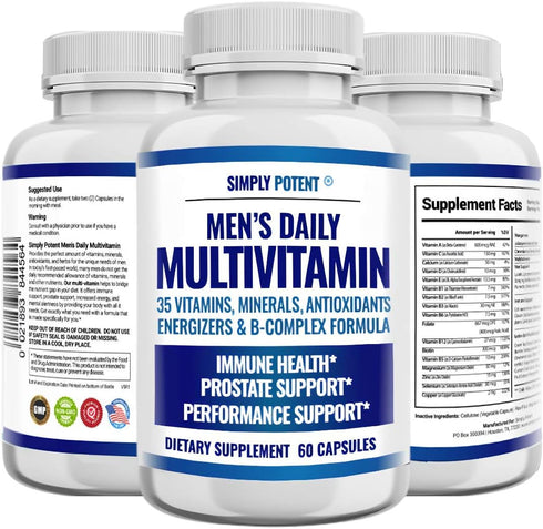 Daily Multivitamin for Men, 35 Vitamins & Minerals, Antioxidants for Energy, Focus, Immune & Prostate Health, 60