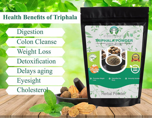Triphala Powder 100 Gm - Formula of Amla, Haritaki & Bibhitaki, Supports Daily Detoxifying, Cleansing & Rejuvenation,