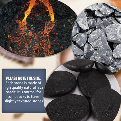 Hot Stones for Massage - 6 Pcs Basalt Massage Stones, Tools for Home Spa, Muscle Relaxation for Back, Neck, and More