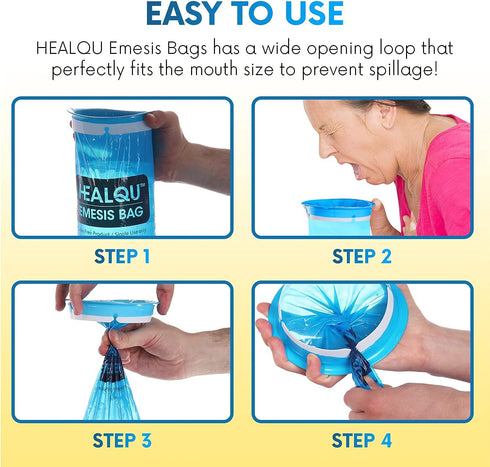 Healqu Hospital Vomit Bags, 12 Pack 1000ml Car Throw Up Bag for Travel & Motion Sickness, Leak Resistant
