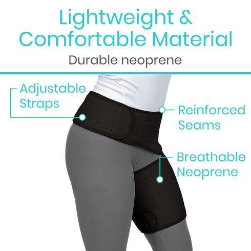 Vive Hip and Groin Brace - Compression Wrap Support for Sciatica, Bursitis, Hip Flexor, Thigh, and Hamstring Recovery