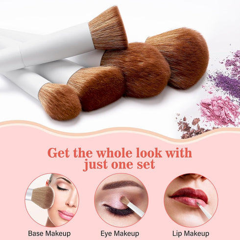 Professional 20PCs Makeup Brush Set, LUXBRU with Foundation, Eyebrow, Blending Brushes, Travel Case & 2 Powder Puff
