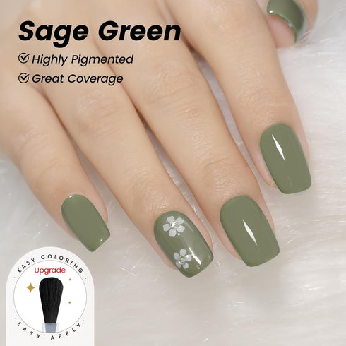 YTD Likomey Gel Nail Polish, 15ml Sage Green Soak Off UV Varnish, Spring Summer Grey Green DIY Nail Art Gel