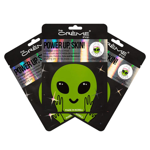 The Creme Shop Animal Sheet Mask, Korean Hydrating Collagen Vitamin C Anti-Aging, Pack of 3 (Alien)