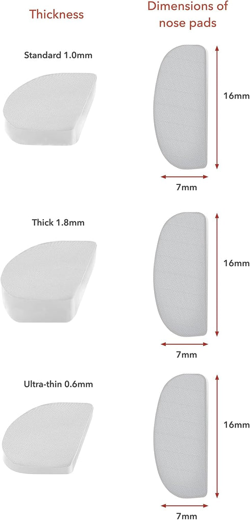 Setex Gecko Grip Anti Slip Eyeglass Nose Pads - 1mm, 5 Clear Pairs, USA Made, 2500 Microstructured Fibers