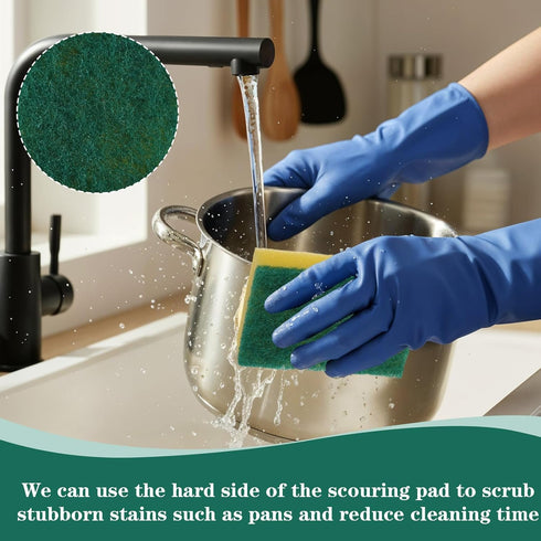 zisiueel 100 Pcs Heavy Duty Cleaning Scrub Sponges for Kitchen Abrasive Scrubber Sponge Bulk One Scouring Scrubbing One