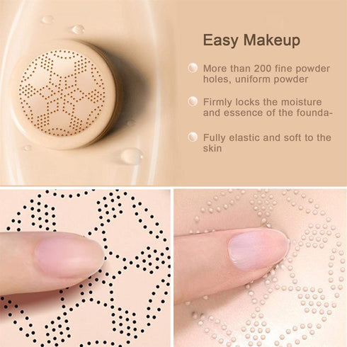 NUIBO Mushroom Head Air Cushion CC Cream Foundation, Moisturizing BB Cream, Long Lasting Matte Concealer with 2PCS