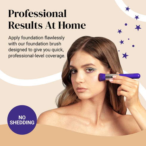 Keshima Foundation Brush Flat Top Kabuki, Premium Brush for Liquid Makeup, Cream, Powder - Neon Purple