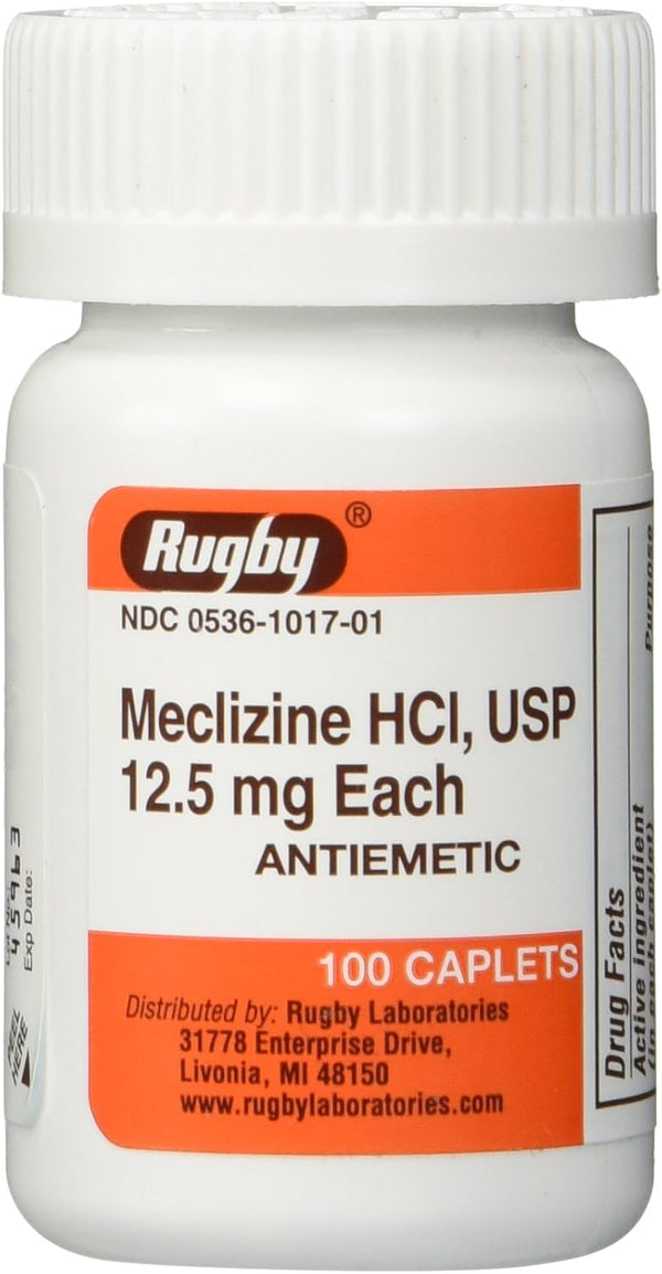 Rugby Meclizine Tablets 12.5mg - 100 Count for Motion Sickness Relief
