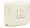 Cute Monogram Personalized Initial Makeup Bag, Cosmetic Pouch for Women, Birthday Gifts for Her, Letter K, Beige