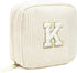 Cute Monogram Personalized Initial Makeup Bag, Cosmetic Pouch for Women, Birthday Gifts for Her, Letter K, Beige