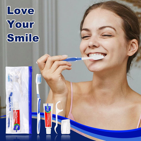 Disposable Travel Toothbrush and Toothpaste Set, 15 Count - Travel Kit with Plastic Zip Bag