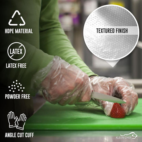Disposable Long Cuff Cleaning Poly Gloves, One Size Fits Most, Small to X-Large