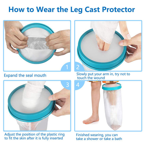 Kids Leg Cast Cover Waterproof Leg Cast Cover for Shower Bath, Reusable Foot Cast Protector for Leg, Knee, Foot, Ankle