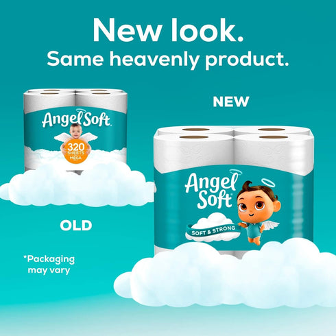 Angel Soft Toilet Paper, 8 Mega Rolls = 32 Regular Rolls, Soft and Strong Toilet Tissue
