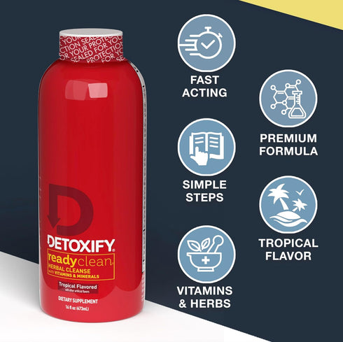 Detoxify Ready Clean Herbal Cleanse, Tropical, 16 oz, Herbal Detox Drink with Milk Thistle & Burdock
