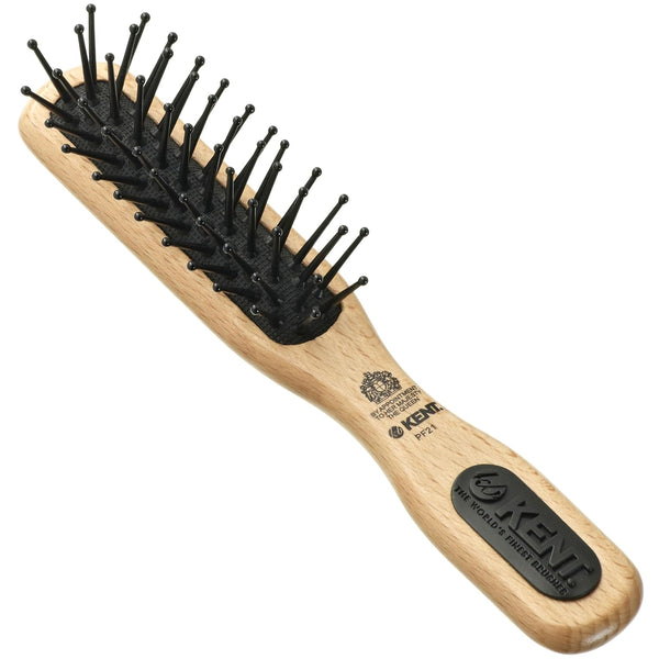 Kent PF21 Narrow Cushion Paddle Brush, Taming Fine Pins, Detangling Long, Thick and Curly Hair, Made in England