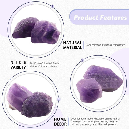 Hilitchi 1lb Bulk Raw Amethyst Stone - Rough Crystal for Cabbing, Tumbling, Cutting, Polishing, and Healing