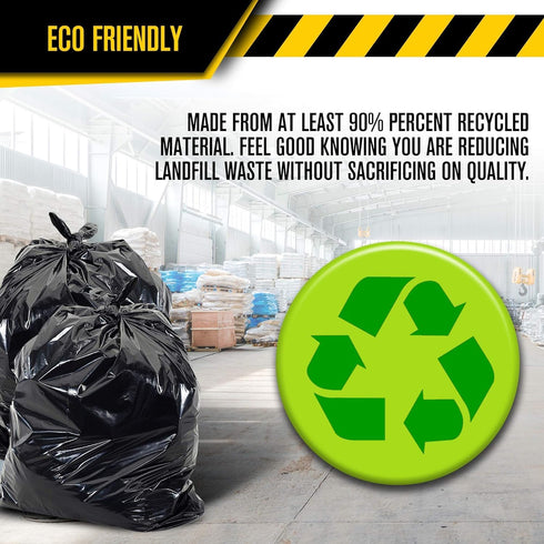 Ultrasac Heavy Duty Contractor Bags (VALUE 50 PACK/w TIES), 42 Gallon, 3 MIL Thick Large Black Garbage Trashbags