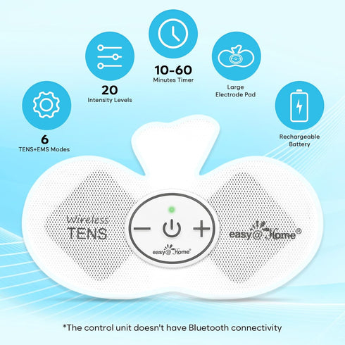 Easy@Home Rechargeable Wireless TENS Unit - FSA Eligible Electric EMS Pain Relief Device