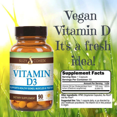 Script Essentials Vegan Vitamin D3 5,000 IU for Healthy Muscle Function, Bone Health, and Immune Support - Non-GMO, Gluten Free and Kosher Certified - 90 Capsules