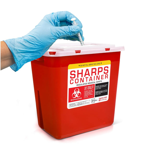 Large Sharps Container: Portable Needle Disposal Bin for Home and Labs, 2 Gallon (Pack of 1)