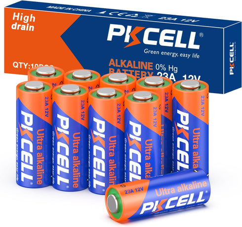 PKCELL PKECLL 23A 12 Volt Battery 10-Pack, Alkaline 23A 12V Battery for Remote,