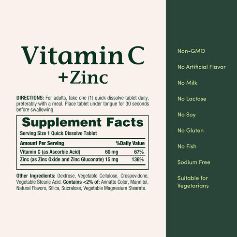 Immune 60 60 Nature's Bounty Vitamin C + Zinc, Vitamin Supplement, Supports Health, mg, Tablets