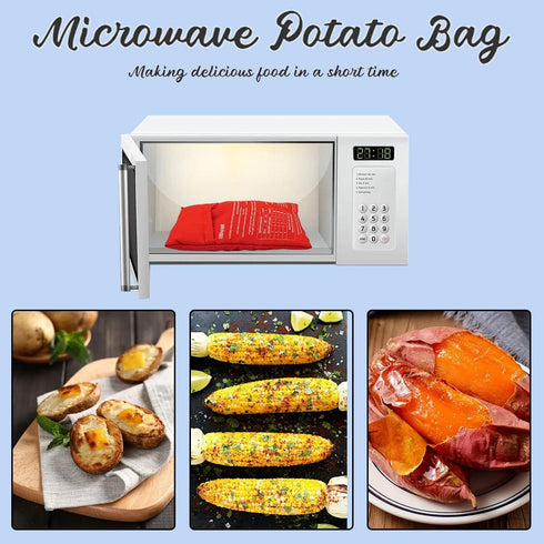4 PCS Red Microwave Potato Bag, Reusable Microwave Cooker Bag for Baked Sweet Potato, Kitchen Pouch