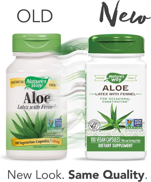 Nature's Way Aloe Latex with Fennel, For Occasional Constipation*, 100 Vegan Capsules