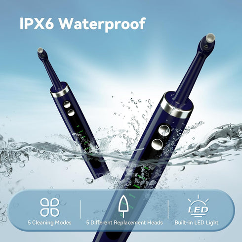 Hitoth 5 IPX6 Tooth Polisher Electric Professional with USB Rechargeable, Tooth Polisher Replacement Heads, Waterproof