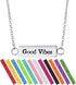Set 24" 12 Wild Essentials Good Vibes Essential Oil Diffuser Bar Necklace Gift Aromatherapy Pendant, Stainless Steel