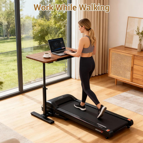 Naiveferry Height Adjustable Laptop Mobile Standing Desk with Wheels, Bedside Table Tilting Laptop Cart, Small Rolling
