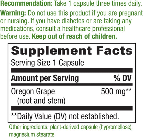 Nature's Way Oregon Grape, Traditional Digestion Remedy* Supplement, 90 Vegan Capsules