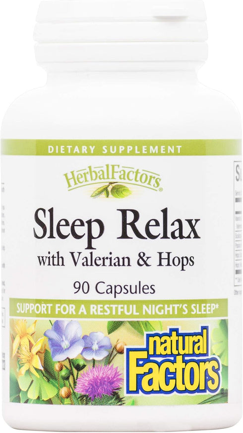 Natural Factors Herbal Factors Sleep Relax Formula, Non-GMO Sleep Aid, 90 Capsules