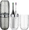 2Pcs Travel Toothbrush Case with Lid, 8.6x2.2x2.2in Portable Holder, Transparent 3D Pattern