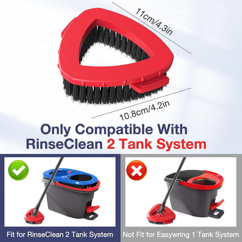 2 Pack Spin Mop Scrub Brush Head Replacement for RinseClean 2-Tank System, Hard Bristle Scrubber for Floor