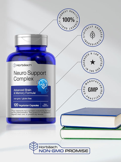 Horbaach Brain Supplement - 120 Capsules with Phosphatidylserine & DMAE for Memory, Focus, Clarity