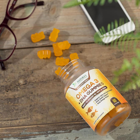 Omega 3 Fish Oil Gummies - Heart Healthy Omega 3 Gummy Supplement with High Absorption DHA & EPA, Extra Strength Joint