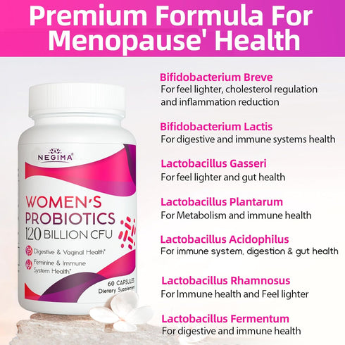120 Billion CFU Probiotic for Women - Menopause Relief, 13-in-1 Probiotics & Herbs, Immune & Sleep Support - 60 Caps