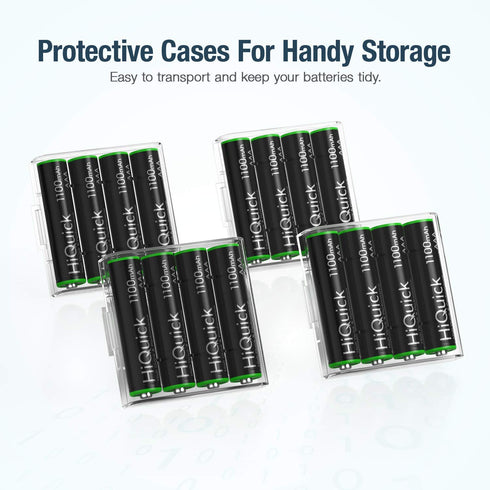 HiQuick Rechargeable Batteries AAA 1100mAh High Capacity Performance 1.2V, 16 Counts, Pre-charged Ni-MH